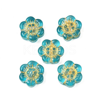 Baking Paint and Golden Metal Enlaced Glass Beads DGLA-T004-10H-1
