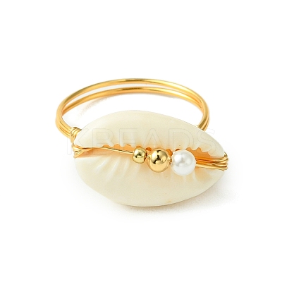 Natural Shiva Eye Shell Finger Rings RJEW-TA00166-1