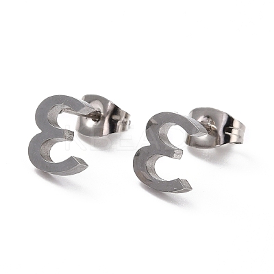 Tarnish Resistant 304 Stainless Steel Greek Alphabet Stud Earrings STAS-D007-07P-12-1