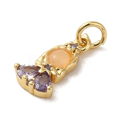 Brass Micro Pave Colorful Cubic Zirconia Glass Pendants X-KK-R162-026B-G-1