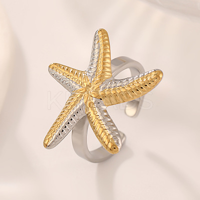 Adjustable 201 Stainless Steel Cuff Open Rings for Women LS-RJEW-B156-02GP-01-1