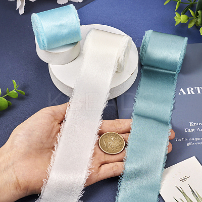 3 Rolls 3 Colors Polyester Frayed Fringe Ribbon OCOR-TA0001-55B-1