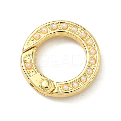 Brass with ABS Plastic Imitation Pearl Snap Clasps KK-I476-22G-1
