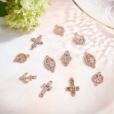 Alloy Rhinestone Links Connectors ALRI-SC0001-09LG-1