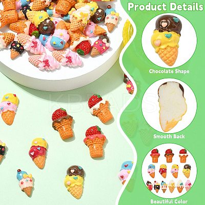 52Pcs 13 Styles Resin Cabochons RESI-CJ0004-86-1