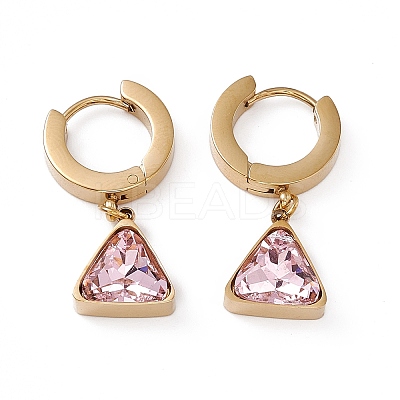 Cubic Zirconia Triangle Dangle Hoop Earrings EJEW-L282-07G-1