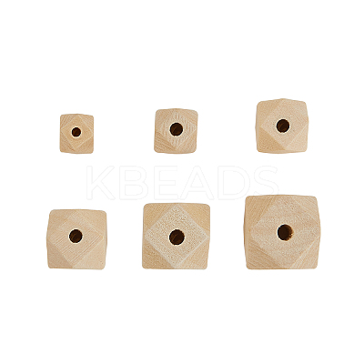 Faceted Unfinished Wood Beads WOOD-CJ0001-07-1