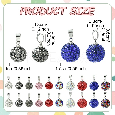 10Pcs Handmade Polymer Clay Rhinestone Pendants RB-YW0001-29A-1