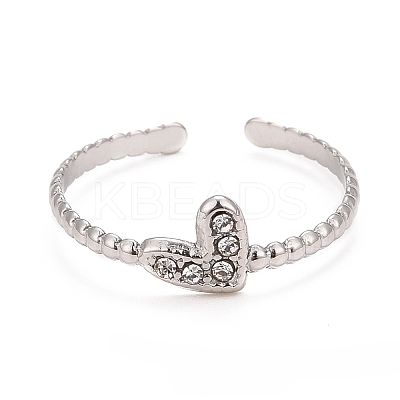 Crystal Rhinestone Heart Open Cuff Ring LS-RJEW-C025-39P-1