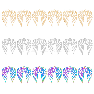 18Pcs 3 Colors 201 Stainless Steel Pendants STAS-DC0013-58-1