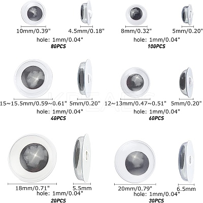 Black & White Plastic Wiggle Googly Eyes Buttons DIY Scrapbooking Crafts Toy Accessories KY-PH0001-12-1