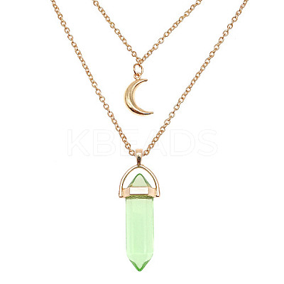 Dyed Natural Jasper Cone Pendant Double Layer Necklace LS-UX9990-14-1