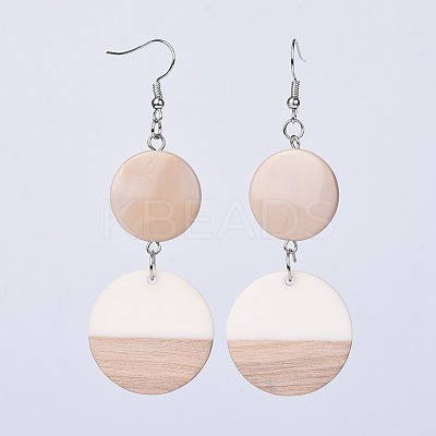 Resin & Wood Dangle Earrings EJEW-JE03025-03-1