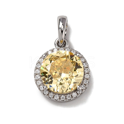 925 Sterling Silver Pave Yellow Cubic Zirconia Pendants STER-F063-01C-02-1
