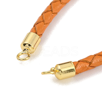 Leather Braided Cord Link Bracelets MAK-K022-01G-04-1