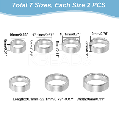 21Pcs 7 Size 201 Stainless Steel Plain Band Rings Set for Women RJEW-UN0002-80-1