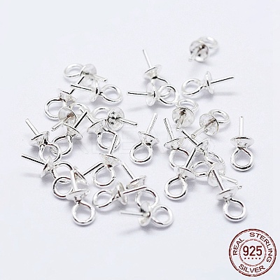 925 Sterling Silver Cup Pearl Bail Pin Pendants X-STER-F036-04S-3mm-1