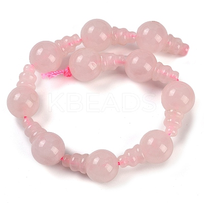 Natural Rose Quartz 3-Hole Guru Beads Strands G-H064-E01-01-1