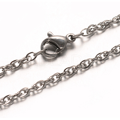 Non-Tarnish 304 Stainless Steel Double Link Chains Necklaces NJEW-L398-02P-1