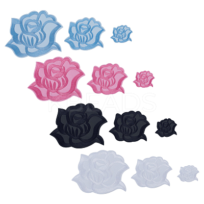 24Pcs 12 Styles Computerized Embroidery Cloth Iron On/Sew On Patches PATC-HY0001-78-1