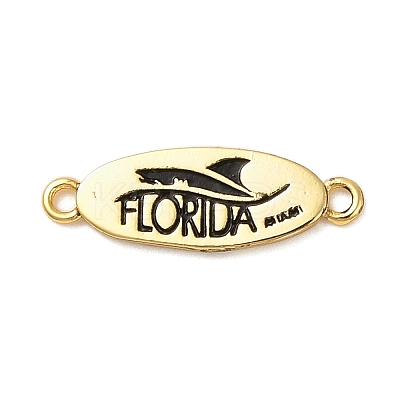 Beach Theme Rack Plating Brass Oval Connector Charms KK-P261-08F-G11-1