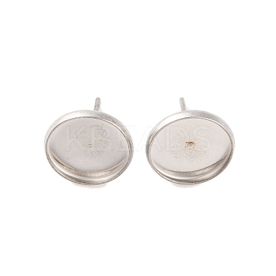 Tarnish Resistant 304 Stainless Steel Flat Round Stud Earring Settings X-STAS-I017-01-1