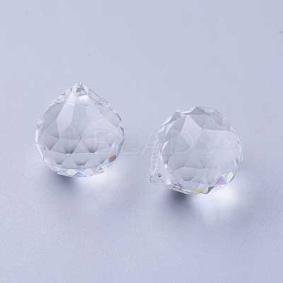 Clear Faceted Ball-Shaped Glass Pendants X-GR20X23MMY-1-1