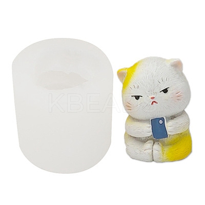 Cat with Phone Food Grade Silicone Molds LS-DIY-M031-32-1