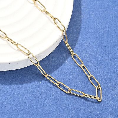 304 Stainless Steel Paperclip Chain Necklace NJEW-M183-04G-1