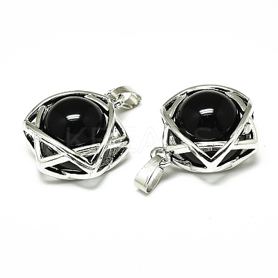 Natural Obsidian Pendants G-R485-01A-1
