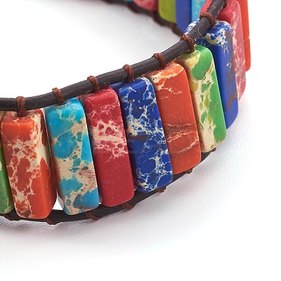Synthetic Regalite/Imperial Jasper/Sea Sediment Jasper(Dyed) Cord Beaded Bracelets BJEW-JB04037-1