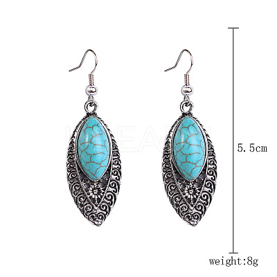 Bohemian Style Alloy Synthetic Turquoise Dangle Earrings FS-WG7654C-03-1