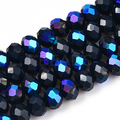 Electroplate Opaque Solid Color Glass Beads Strands EGLA-A034-P8mm-L22-1
