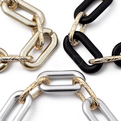 Spray Painted CCB Plastic & Aluminum Paperclip Chain Bracelets Sets BJEW-JB05432-1