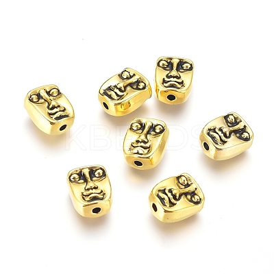 Tibetan Style Alloy Human Face Beads X-TIBEP-GC184-AG-RS-1