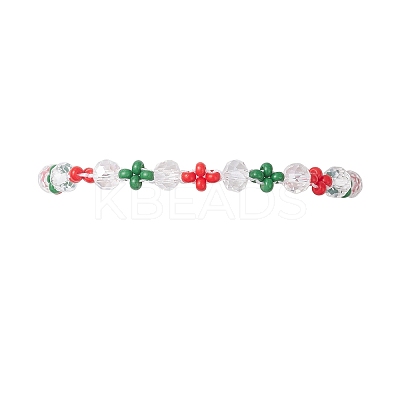 Christmas Handmade Glass Seed & Glass Braided Bead Bracelet BJEW-MZ00249-03-1