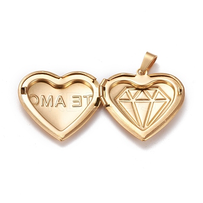Ion Plating(IP) 304 Stainless Steel Locket Pendants STAS-K197-05G-1
