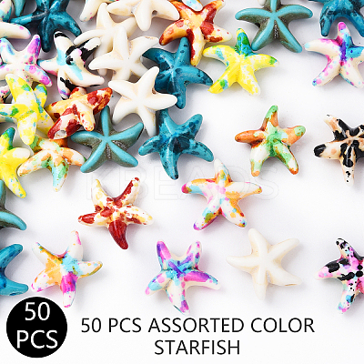 50Pcs 10 Colors Spray Painted Synthetic Turquoise Beads G-YW0001-99B-1