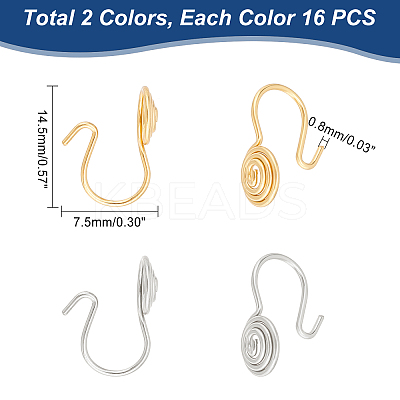 32Pcs 2 Colors 304 Stainless Steel Vortex Cuff Earrings FIND-UN0001-26-1