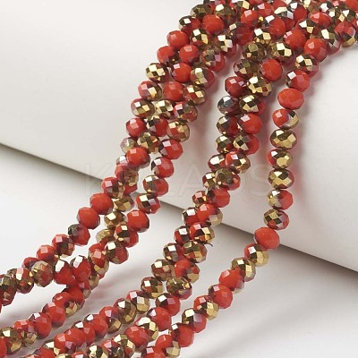 Electroplate Opaque Glass Beads Strands EGLA-A034-P6mm-O07-1