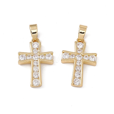 Brass Cubic Zirconia Pendants KK-E068-VC063-1