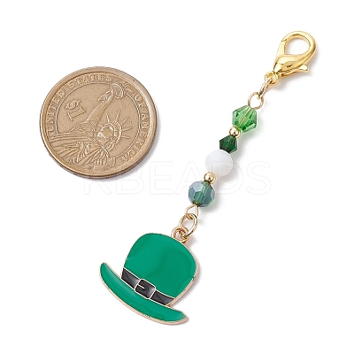 8Pcs 8 Styles Saint Patrick's Day Theme Alloy Enamel Pendant Decoration HJEW-JM02386-1