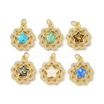 Brass Micro Pave Cubic Zirconia Pendants KK-A197-32G-1