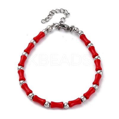 304 Stainless Steel Beaded Bracelets for Women BJEW-M056-04P-1