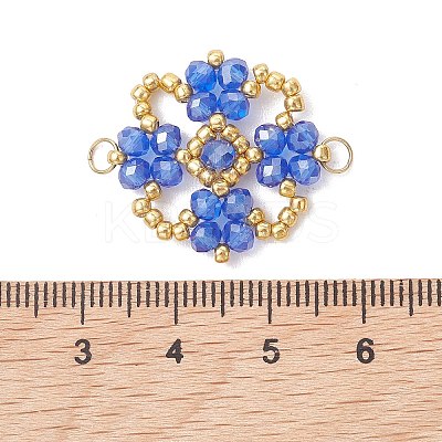 Electroplate Glass Beaded Flower Connector Charms PALLOY-MZ01297-02-1