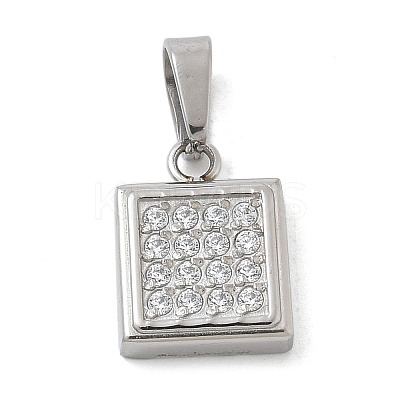Ion Plating(IP) 304 Stainless Steel Micro Pave Cubic Zirconia Pendants STAS-Z107-02P-06-1