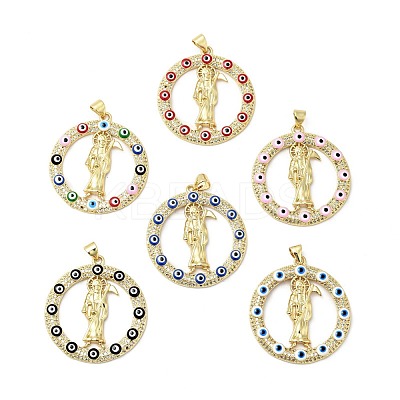 Rack Plating Brass Micro Pave Clear Cubic Zirconia Pendants ZIRC-I059-12G-1