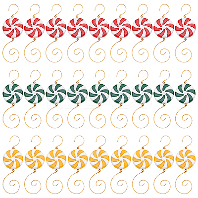 30Pcs 3 Colors Opaque Acrylic Bead with Iron Ornament Hooks HJEW-PH02216-1