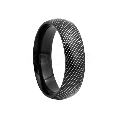 Stripe Pattern 201 Stainless Steel Finger Rings FS-WG7658E-20-1