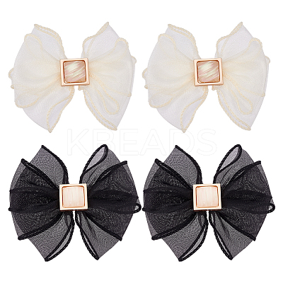 4Pcs 2 Colors Polyester Tulle Bowknot Shoe Decorations FIND-FG0002-53-1